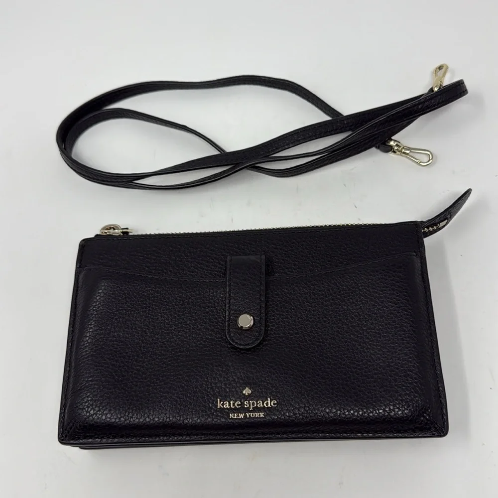 KATE SPADE Black Larchmont Avenue Wallet with Removable Crossbody Strap - Picture 5 of 8